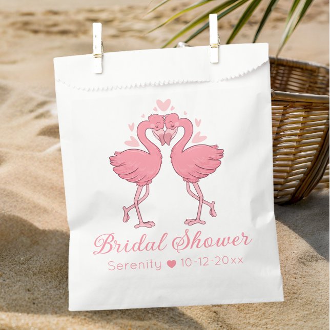 Cute Flamingo Tropical Pink Hawaiian Bridal Shower Geschenktütchen (Von Creator hochgeladen)