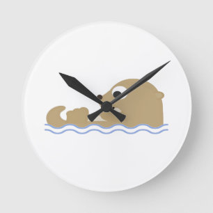 Cute Floating Otter Runde Wanduhr
