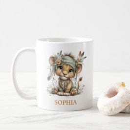 Cute Floral Baby Lion Wild One 1st Birthday Kaffeetasse
