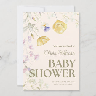 Cute Floral Baby Shower Invitation Mitteilungskarte