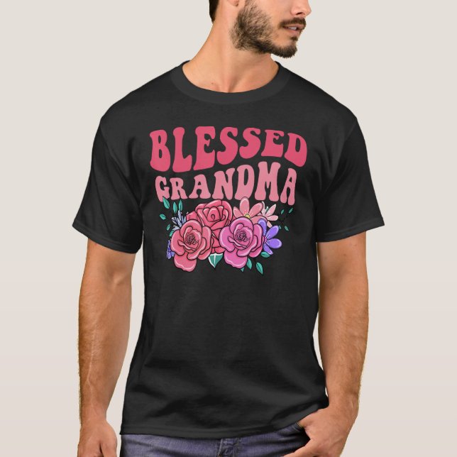 Cute Floral Blessed Grandma Mothers Day Mom T-Shirt (Vorderseite)