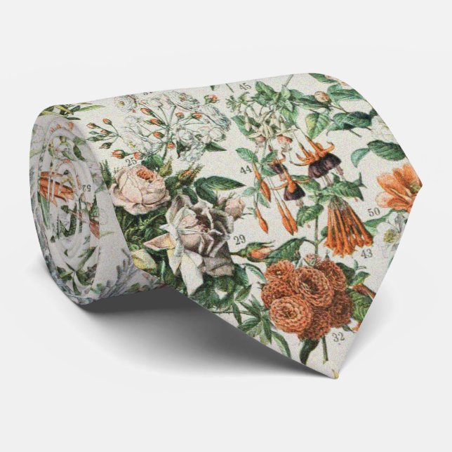 Cute Floral Botanical Drawing by Adolphe Millot Krawatte (Gerollt)