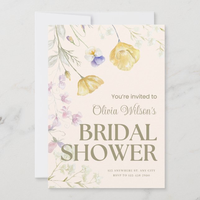 Cute Floral Bridal Shower Invitation Mitteilungskarte (Vorderseite)