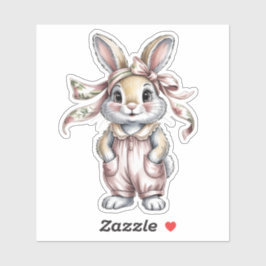 Cute Floral Bunny Girl Baby Shower Aufkleber