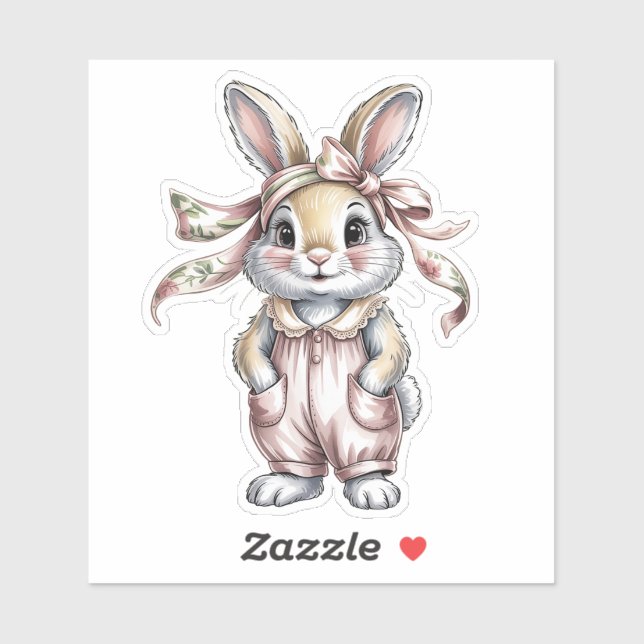 Cute Floral Bunny Girl Baby Shower Aufkleber (Blatt)