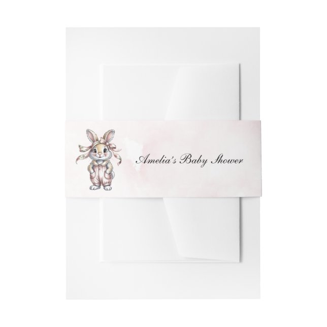Cute Floral Bunny Girl Baby Shower  Einladungsbanderole (Vorderseite Beispiel)