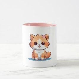 Cute Floral Cat Mug – Soft Pastel Aesthetic Kitten Tasse