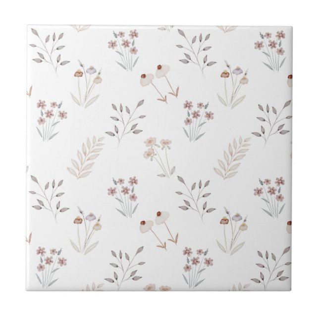 Cute Floral Elegant Wildflowers Ceramic Tile Fliese (Vorderseite)