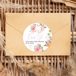 Cute floral ghost pumpkin little boo baby shower runder aufkleber