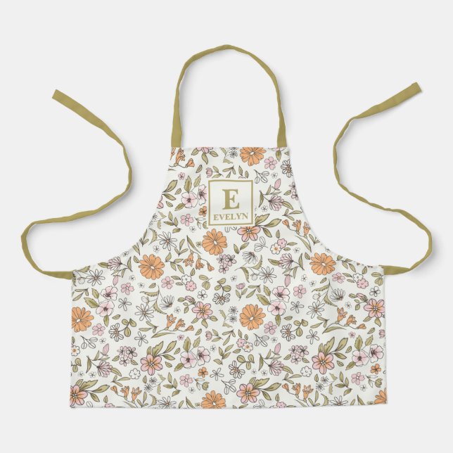 Cute Floral Girls Apron with wildflowers Schürze (Vorderseite)