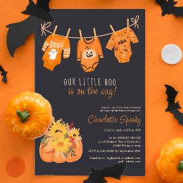 Cute floral Halloween little boo baby shower Einladung