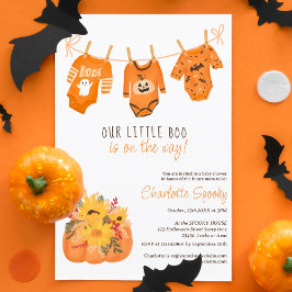 Cute floral Halloween little boo baby shower Einladung