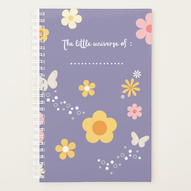 Cute Floral Journal Cover, Pastel Purple Notebook Planer (Vorderseite)