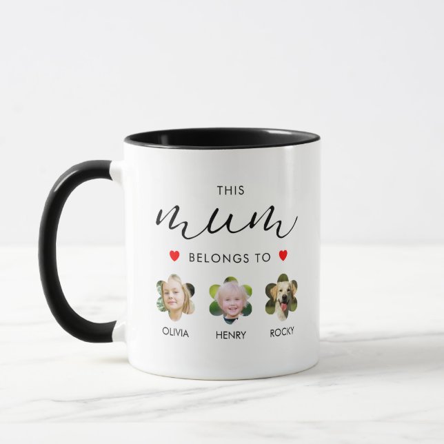 Cute Floral Kids Photo with Names Mother's Tasse (Links)