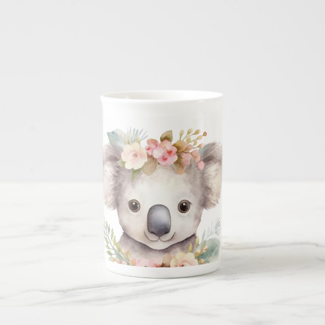 Cute Floral Koala Bear  Prozellantasse (Vorderseite)