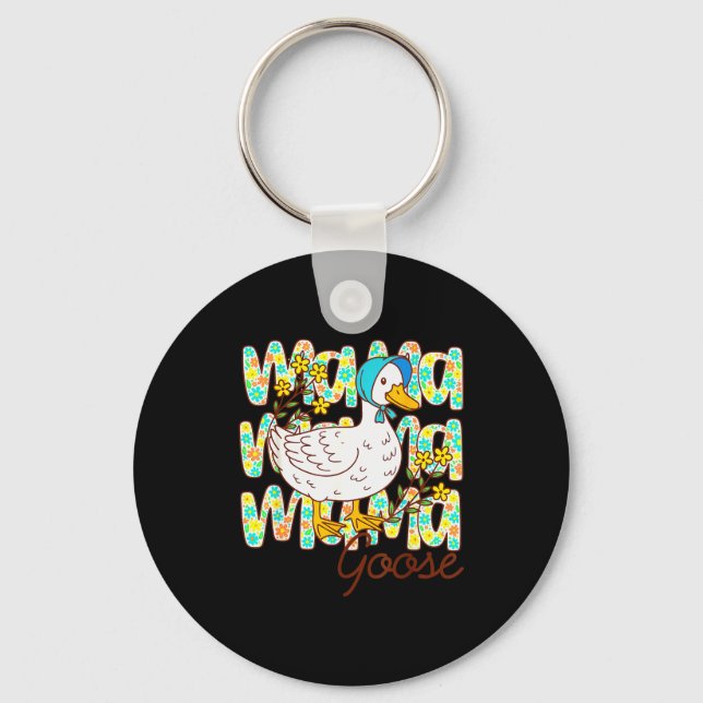 Cute Floral Mama Goose Coquette Mother's Day Silly Schlüsselanhänger (Vorderseite)