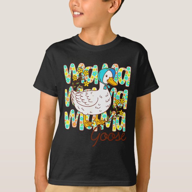 Cute Floral Mama Goose Coquette Mother's Day Silly T-Shirt (Vorderseite)