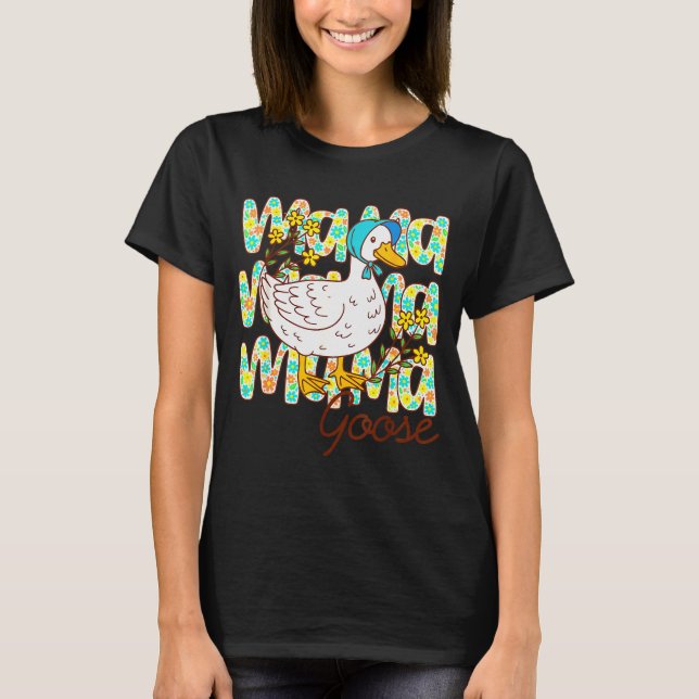 Cute Floral Mama Goose Coquette Mother's Day Silly T-Shirt (Vorderseite)