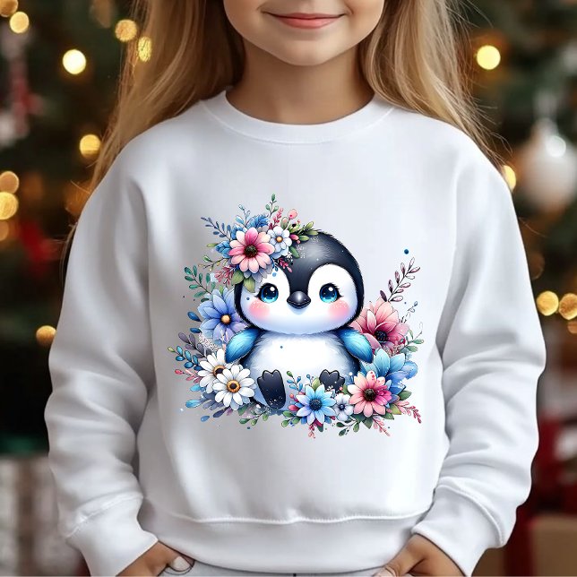 Cute Floral Penguin Winter Illustration T-Shirt (Von Creator hochgeladen)