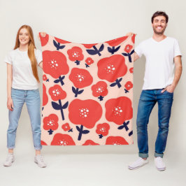 Cute Floral Seamless Pattern – Red Spring Flowers Fleecedecke