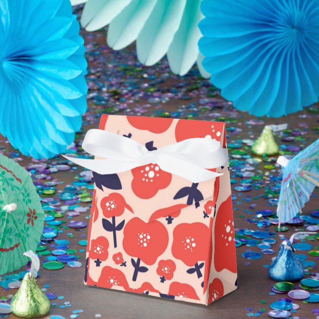 Cute Floral Seamless Pattern – Red Spring Flowers  Geschenkschachtel (Party)