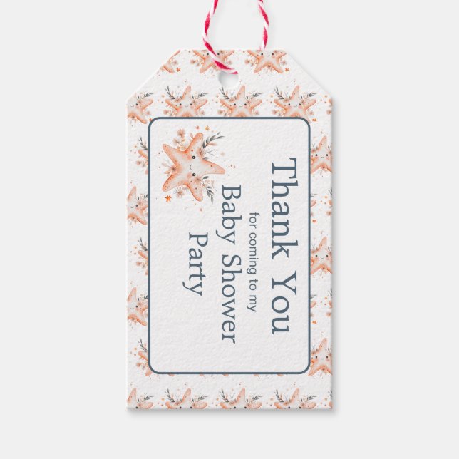 Cute Floral Starfish Baby Shower Geschenkanhänger (Vorderseite)