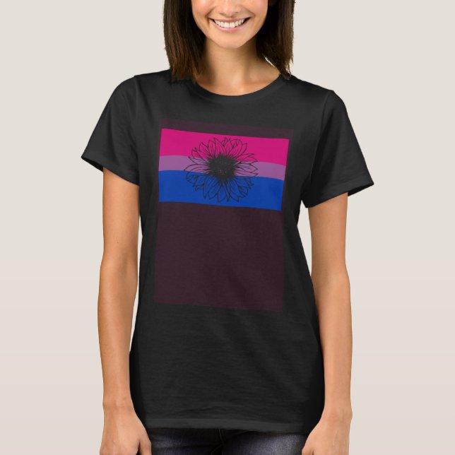 Cute Floral Sunflower Gay Bisexual Pride Flag Girl T-Shirt (Vorderseite)