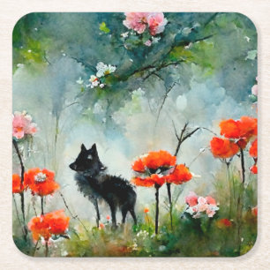 Cute floral wild animal rechteckiger pappuntersetzer