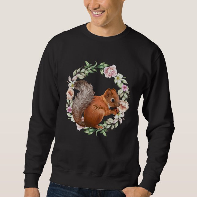 Cute Flower Circle And Squirrel  Animal & Nature Sweatshirt (Vorderseite)