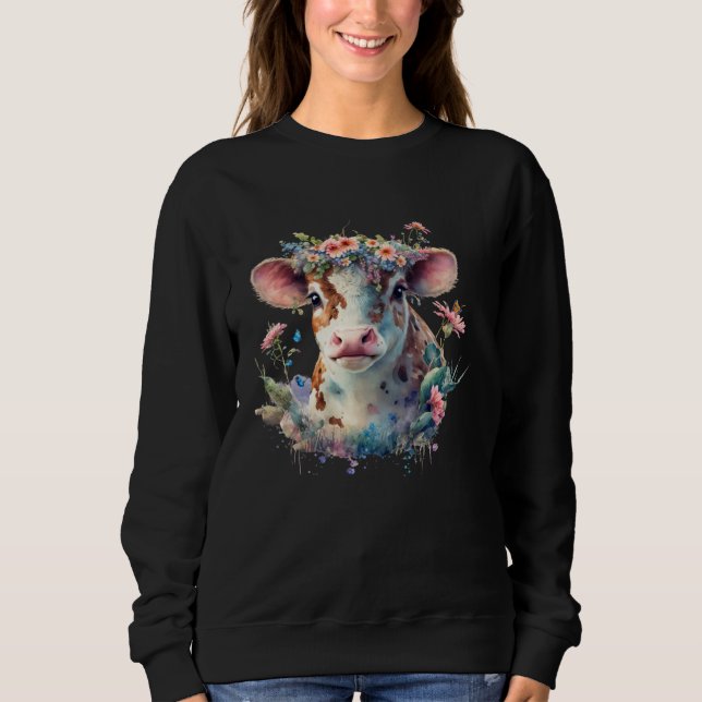 Cute Flower Cow Sweatshirt (Vorderseite)