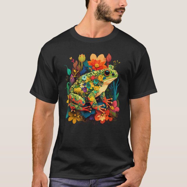 Cute Flower Frog on summer Floral Frog 3 T-Shirt (Vorderseite)