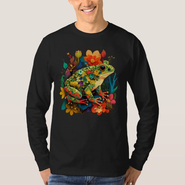 Cute Flower Frog on summer Floral Frog 3 T-Shirt (Vorderseite)