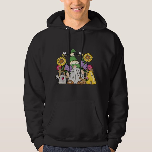 Cute Flower Garden Gnome with Bees and Flowers Gif Hoodie (Vorderseite)