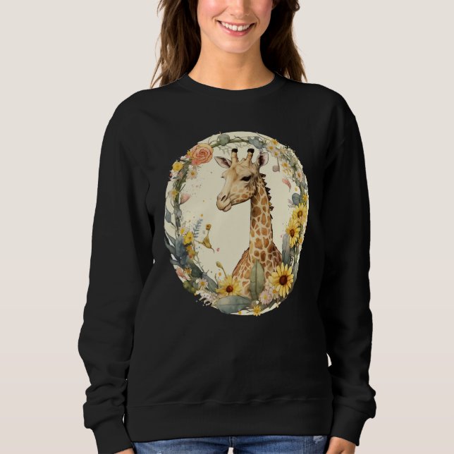 Cute Flower Giraffe on summer Floral Giraffe 3 Sweatshirt (Vorderseite)