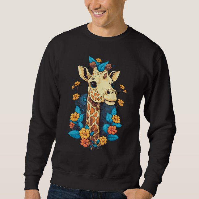 Cute Flower Giraffe on summer Floral Giraffe Sweatshirt (Vorderseite)