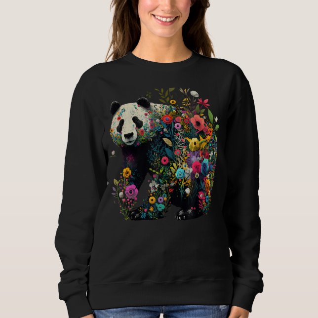 Cute Flower Panda on summer Floral Panda 1 Sweatshirt (Vorderseite)