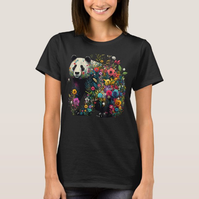 Cute Flower Panda on summer Floral Panda 1 T-Shirt (Vorderseite)