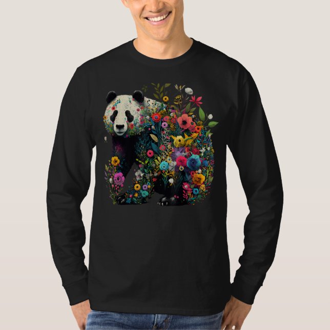 Cute Flower Panda on summer Floral Panda 1 T-Shirt (Vorderseite)