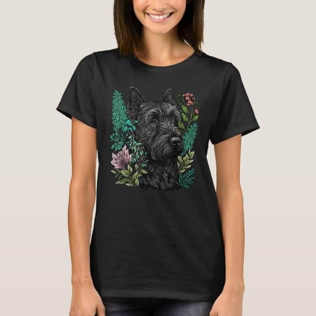 Cute Flower Scottie summer Floral Scottish Terrier T-Shirt (Vorderseite)