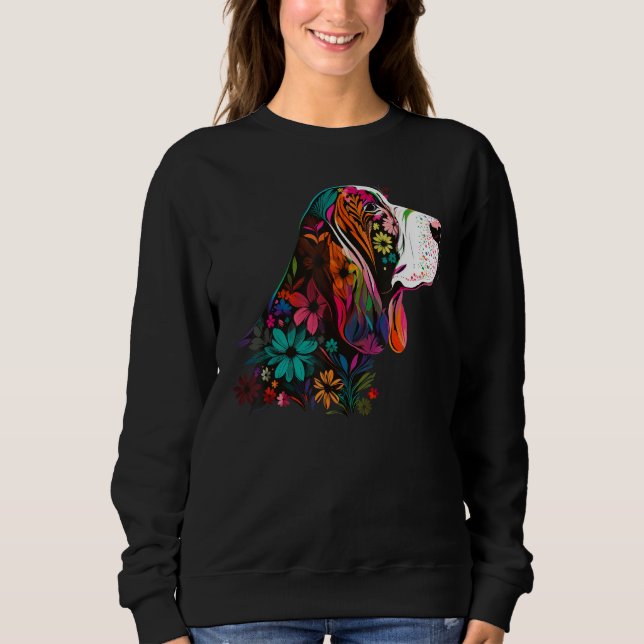 Cute Flower summer Floral Basset Hound 3 Sweatshirt (Vorderseite)