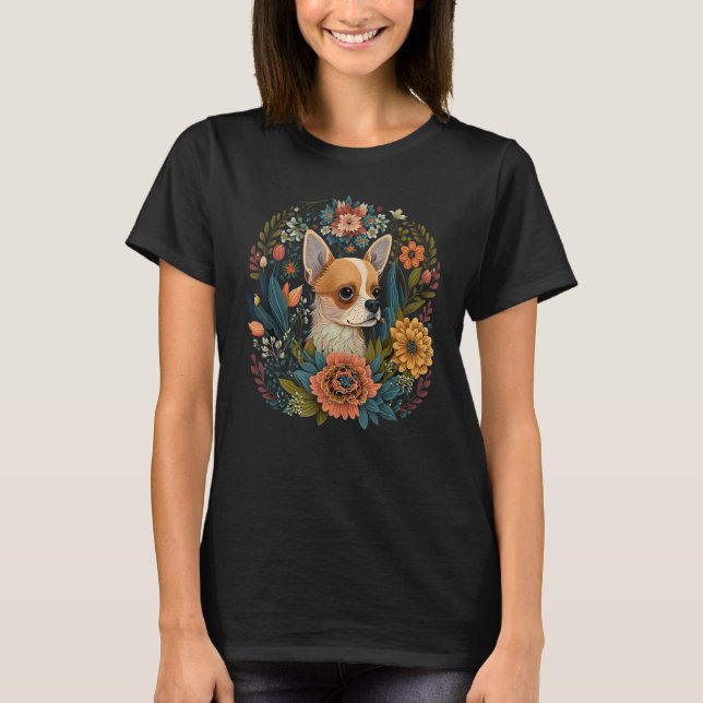 Cute Flower summer Floral Chihuahua 1 T-Shirt (Vorderseite)