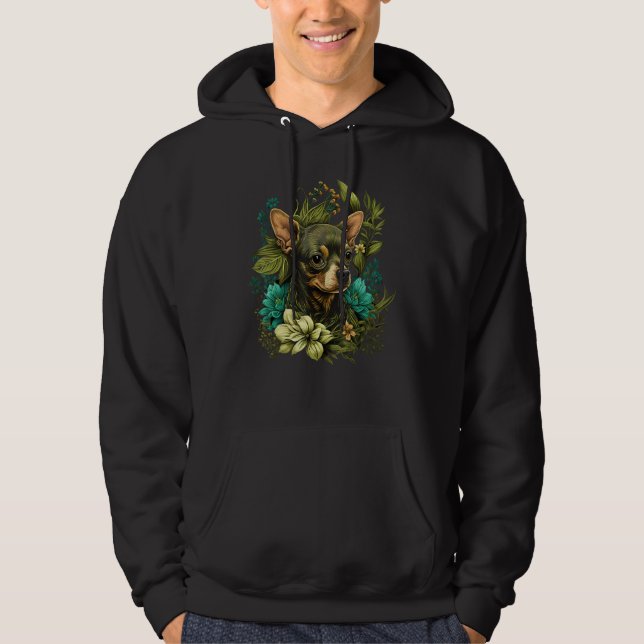 Cute Flower summer Floral Chihuahua Hoodie (Vorderseite)