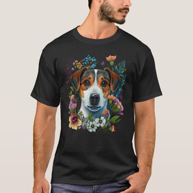 Cute Flower summer Floral Jack Russell Terrier T-Shirt (Vorderseite)