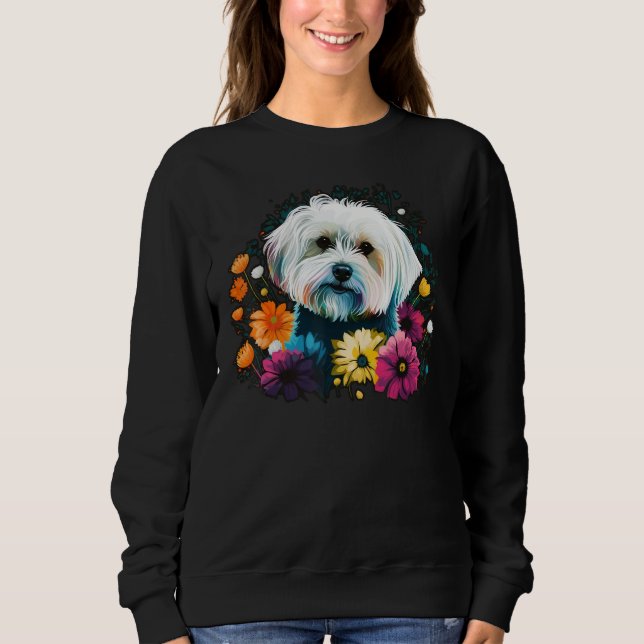 Cute Flower summer Floral Maltese dog 1 Sweatshirt (Vorderseite)
