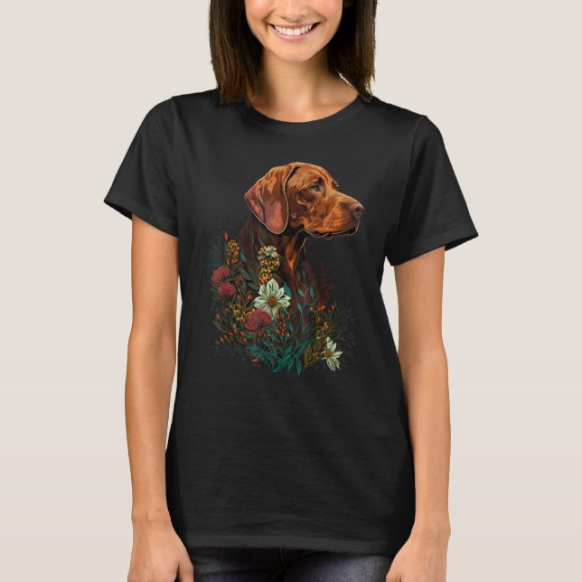 Cute Flower summer Floral Vizsla 2 T-Shirt (Vorderseite)