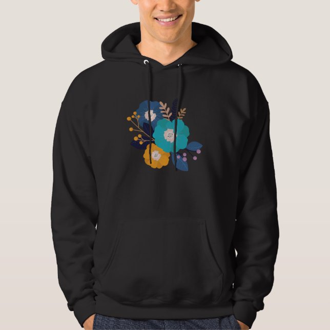 Cute Flowers Watercolor Floral Illustration Hoodie (Vorderseite)