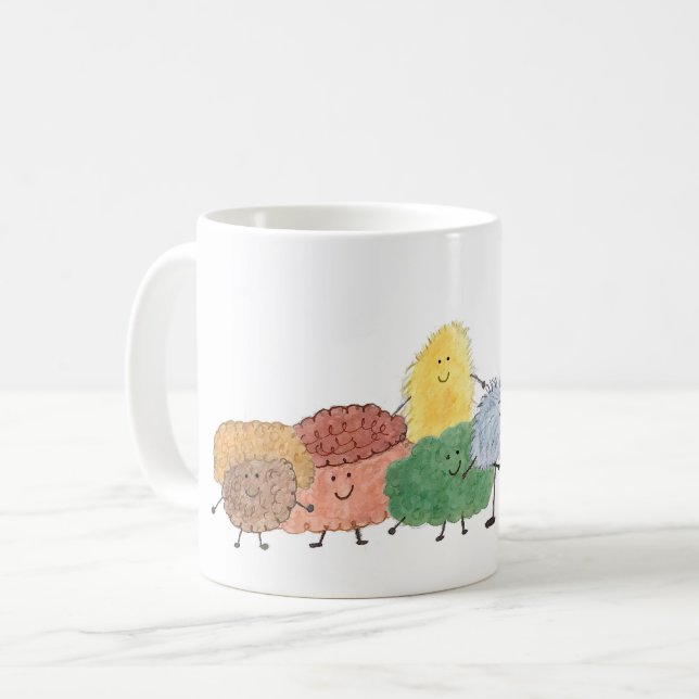 Cute Fluffy Creatures on a Coffee Mug Kaffeetasse (Vorderseite Links)