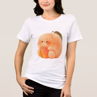 Cute Fluffy Peach Sprite Cradling Tiny Peach Women Tri-Blend Shirt