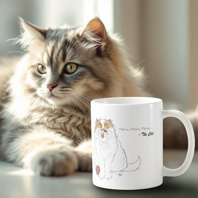 Cute Fluffy Persian Cat Funny Meow Blue Kaffeetasse (Von Creator hochgeladen)