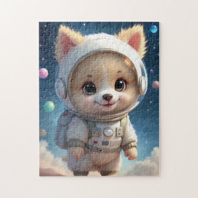 Cute Fluffy Puppy Astronaut Jigsaw Puzzle (Vertikal)
